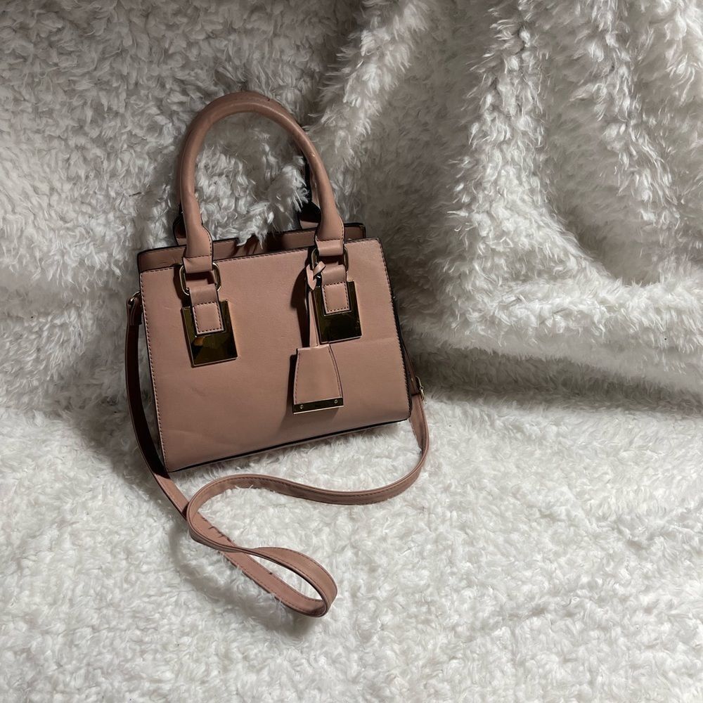 Call it Spring blush pink small satchel/crossbody bag with gold tone hardwares.